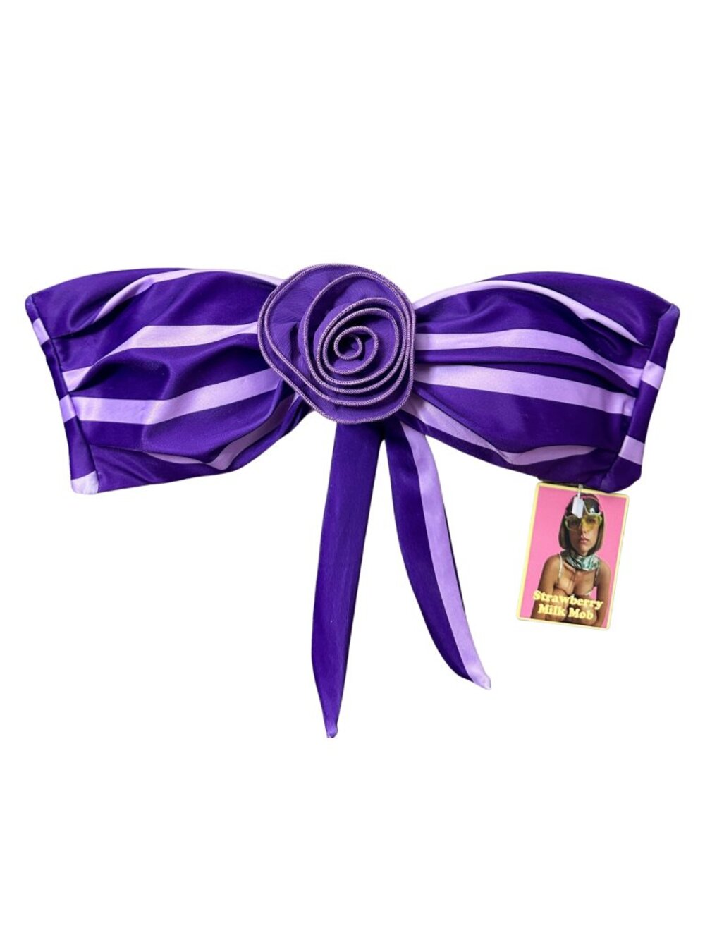 💜 BNWT Strawberry Milk Mob Rendezvous Purple Stripe Bikini Full Set Small - Picture 4 of 10